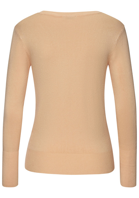 Bild: V-Ausschnitt-Pullover von Vivance: Pullover von VIVANCE mit tiefem V-Ausschnitt und langen, schmalen Ärmeln. Rippbündchen an den Abschlüssen. Länge ca. 60 cm. Nachhaltige Qualität aus 83% Viskose, 15% Polyamid, 2% Elasthan.
