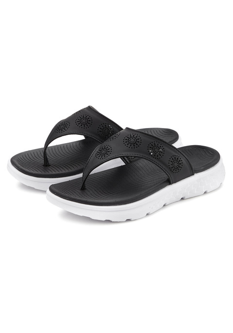 Bild: Zehentrenner von Vivance: Pantolette mit Cut-Outs VEGAN von VIVANCE. Obermaterial und Futter aus Lederimitat. Decksohle und Laufsohle aus Synthetik.