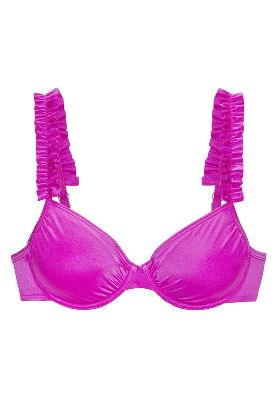 Feminines Bügel-Bikini-Top von Lascana mit Rüschen an den Trägern